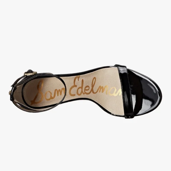 New w/Box Sam Edelman Patti Vegan Patent Leather Ankle Strap Dress Sandals - Picture 5 of 9